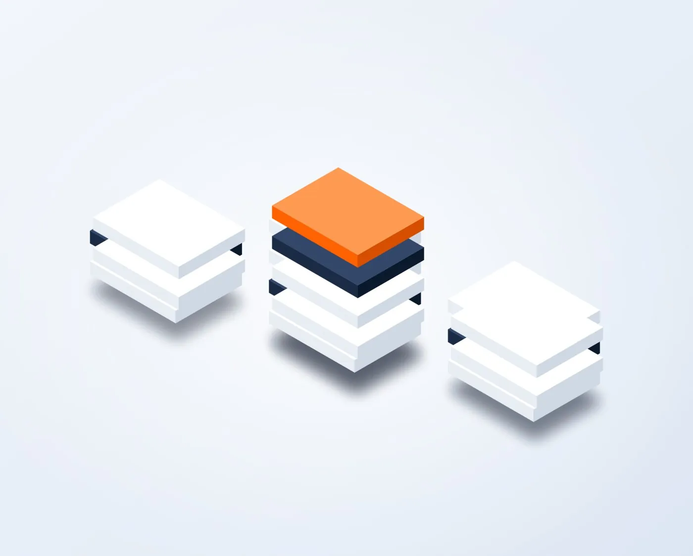 Abstract illustration of stacked pages with an orange top layer
