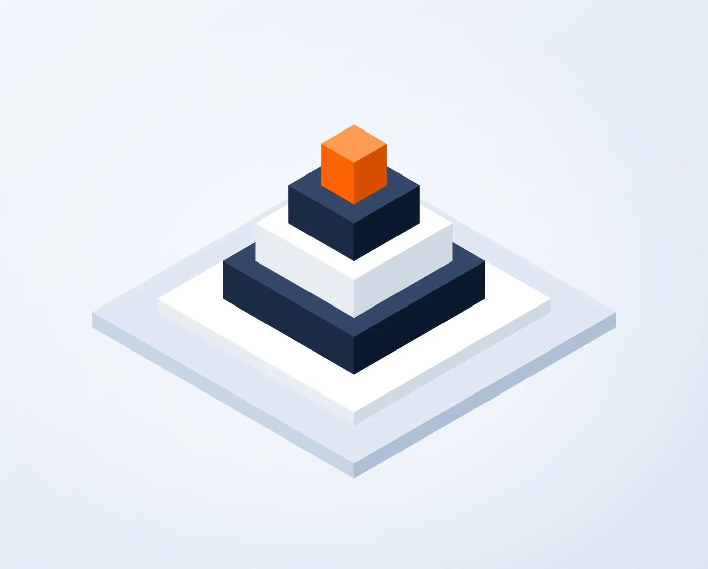 Abstract illustration of stacked blocks rising from a solid foundation
